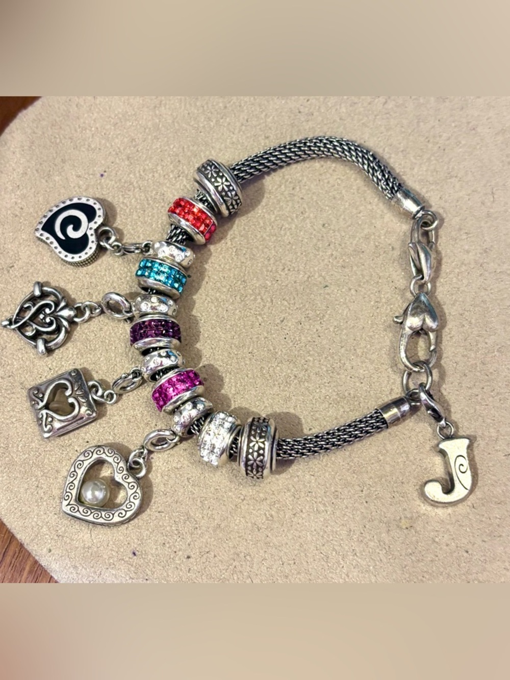 Brighton Spectrum Bead in Amethyst with Square dark purple crystals Silver edges - Picture 8 of 9